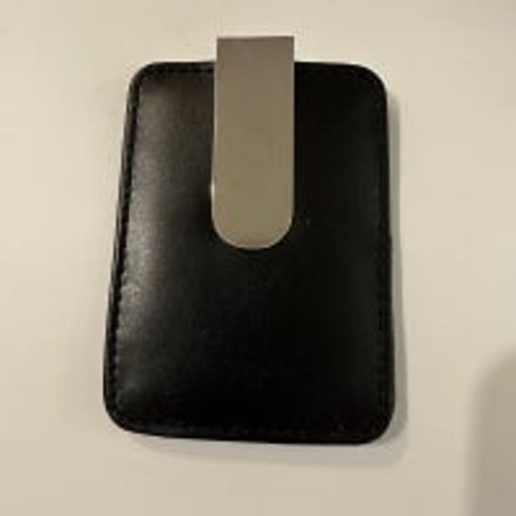 Black Leather Money Clip - Picture 1 of 3